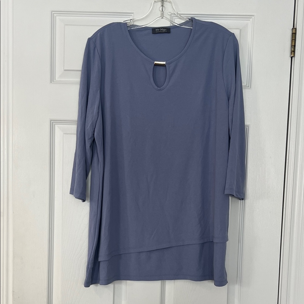 Dusty Blue Keyhole Layered Tunic